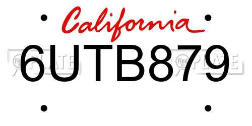 6UTB879 California License Plate
