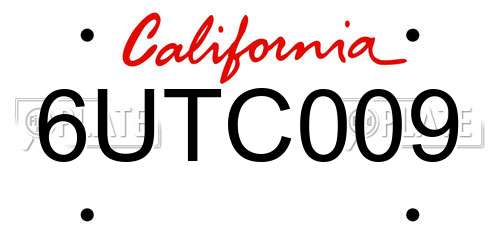 6UTC009 California License Plate