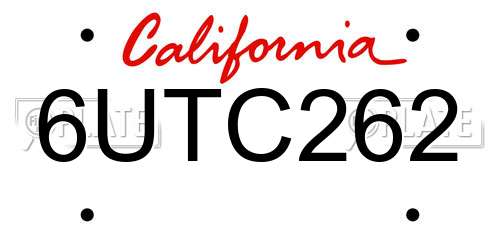 6UTC262 California License Plate