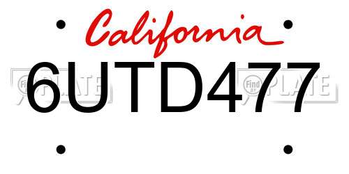 6UTD477 California License Plate