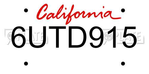 6UTD915 California License Plate