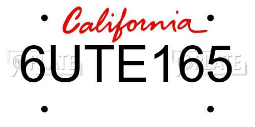 6UTE165 California License Plate