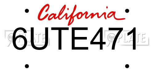 6UTE471 California License Plate