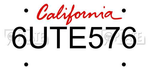 6UTE576 California License Plate