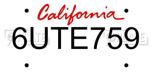 6UTE759 California License Plate