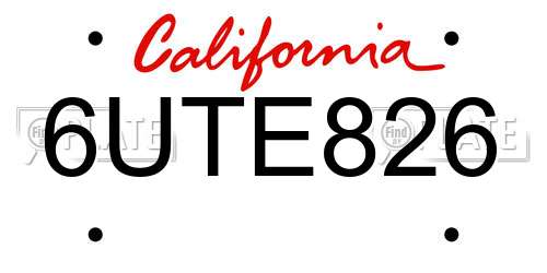 6UTE826 California License Plate
