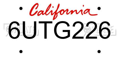 6UTG226 California License Plate