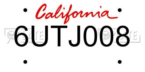 6UTJ008 California License Plate