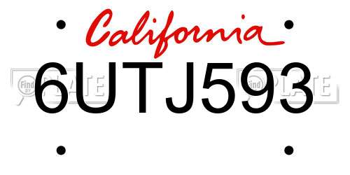 6UTJ593 California License Plate