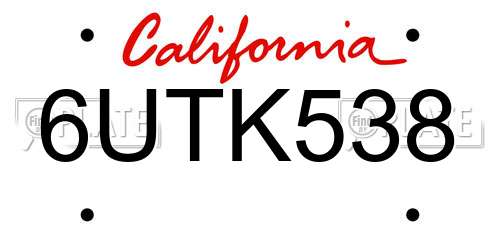 6UTK538 California License Plate