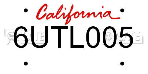 6UTL005 California License Plate