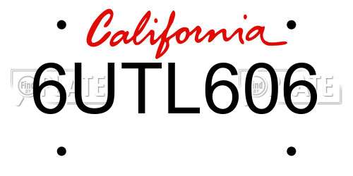 6UTL606 California License Plate