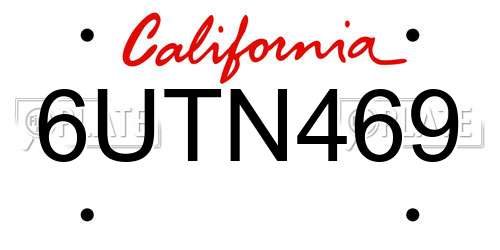 6UTN469 California License Plate