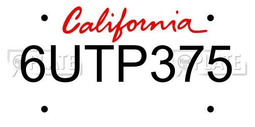 6UTP375 California License Plate