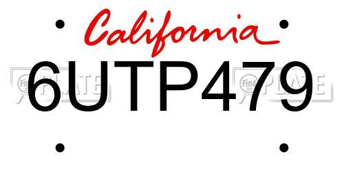 6UTP479 California License Plate
