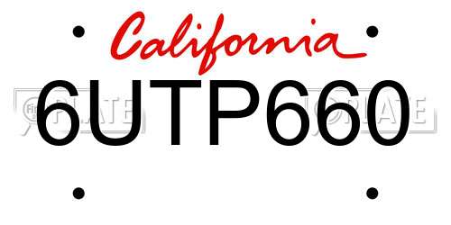 6UTP660 California License Plate