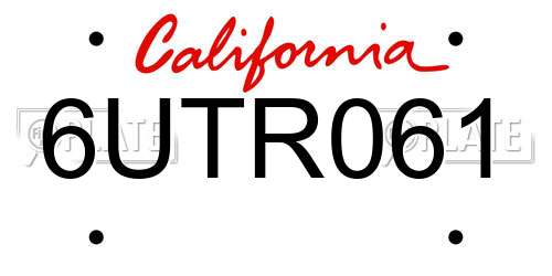 6UTR061 California License Plate