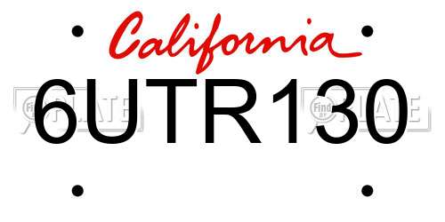 6UTR130 California License Plate