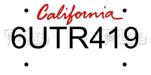 6UTR419 California License Plate