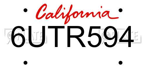 6UTR594 California License Plate
