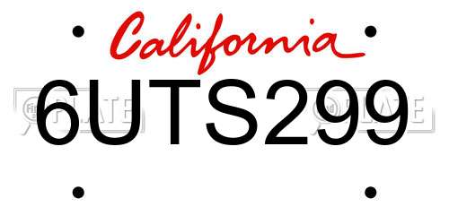 6UTS299 California License Plate