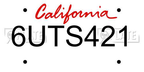 6UTS421 California License Plate