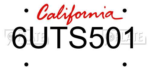 6UTS501 California License Plate
