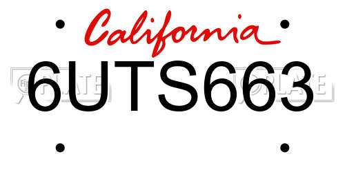 6UTS663 California License Plate