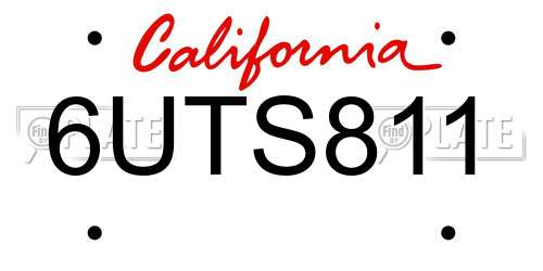6UTS811 California License Plate
