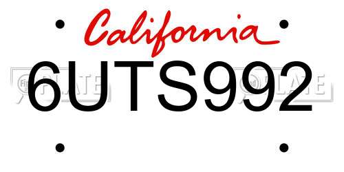 6UTS992 California License Plate