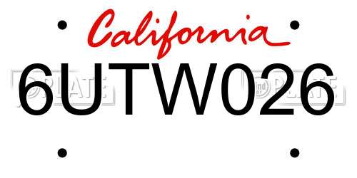 6UTW026 California License Plate