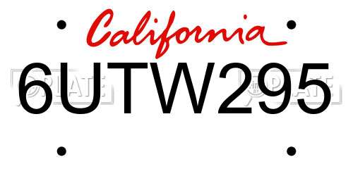 6UTW295 California License Plate
