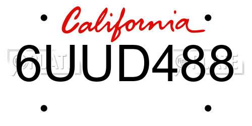 6UUD488 California License Plate
