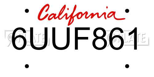 6UUF861 California License Plate