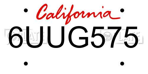 6UUG575 California License Plate