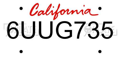 6UUG735 California License Plate