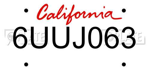 6UUJ063 California License Plate