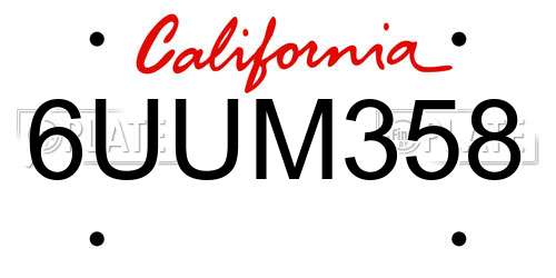 6UUM358 California License Plate