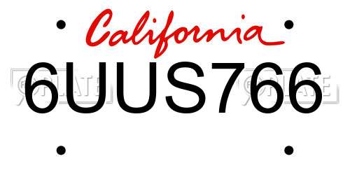 6UUS766 California License Plate