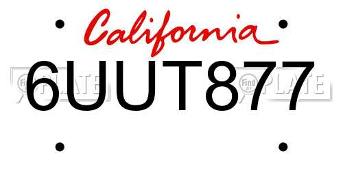 6UUT877 California License Plate