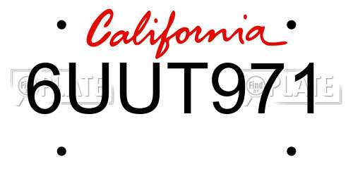 6UUT971 California License Plate