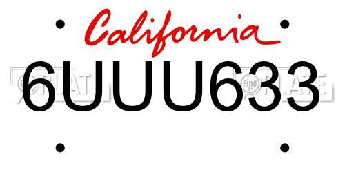 6UUU633 California License Plate