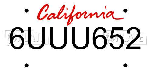 6UUU652 California License Plate
