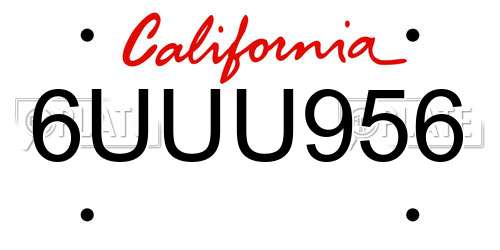 6UUU956 California License Plate