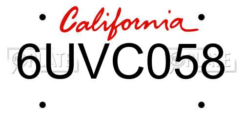 6UVC058 California License Plate