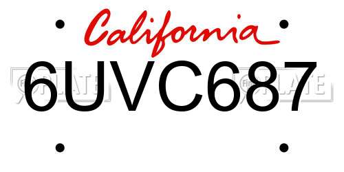 6UVC687 California License Plate