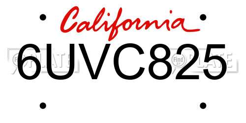 6UVC825 California License Plate