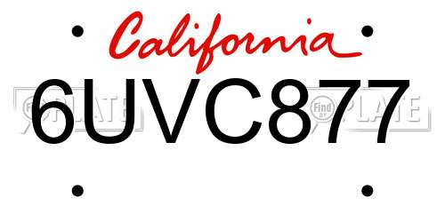 6UVC877 California License Plate