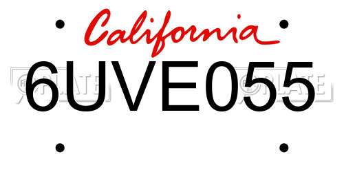 6UVE055 California License Plate