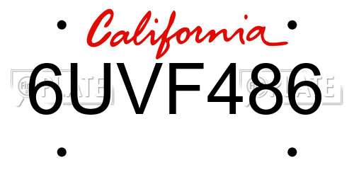 6UVF486 California License Plate